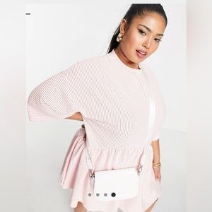 ASOS Curve oversized mini smock dress with dropped waist in red stripes